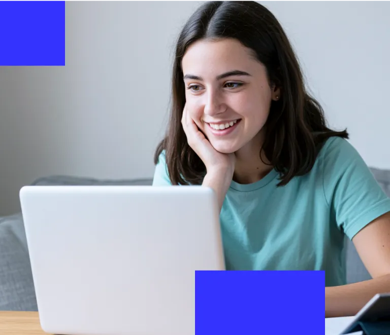 Student studying with laptop