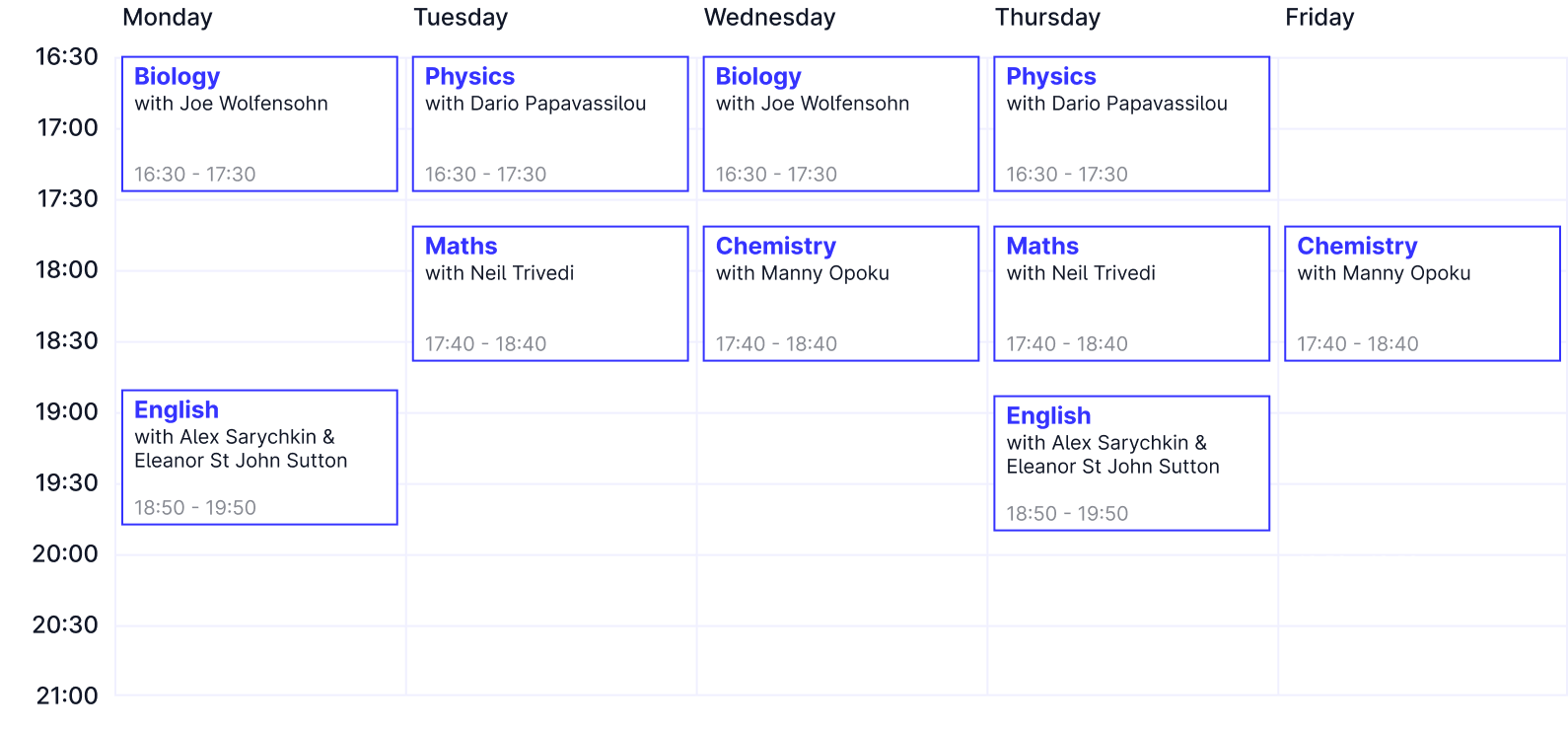 Year 5 Timetable