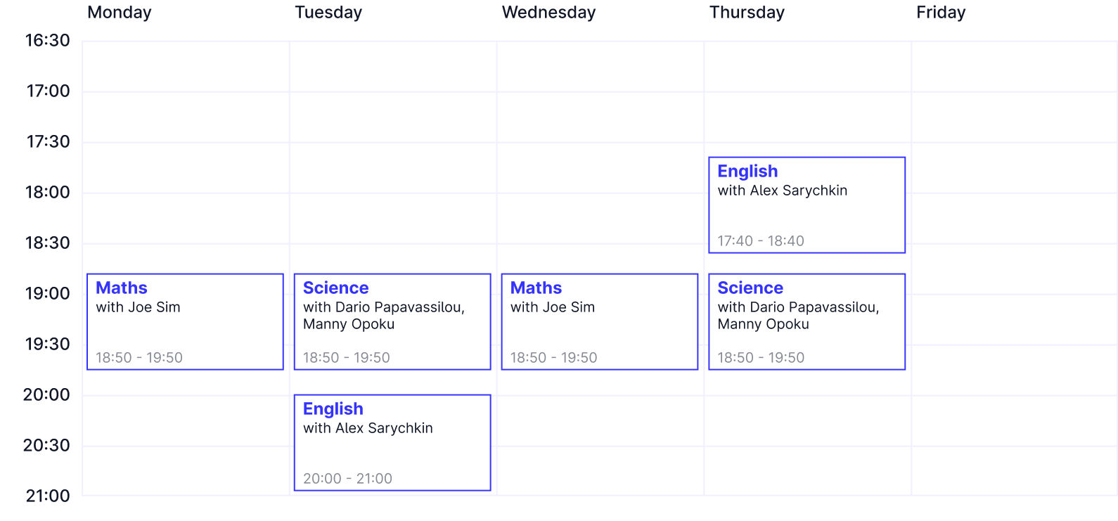 Year 5 Timetable