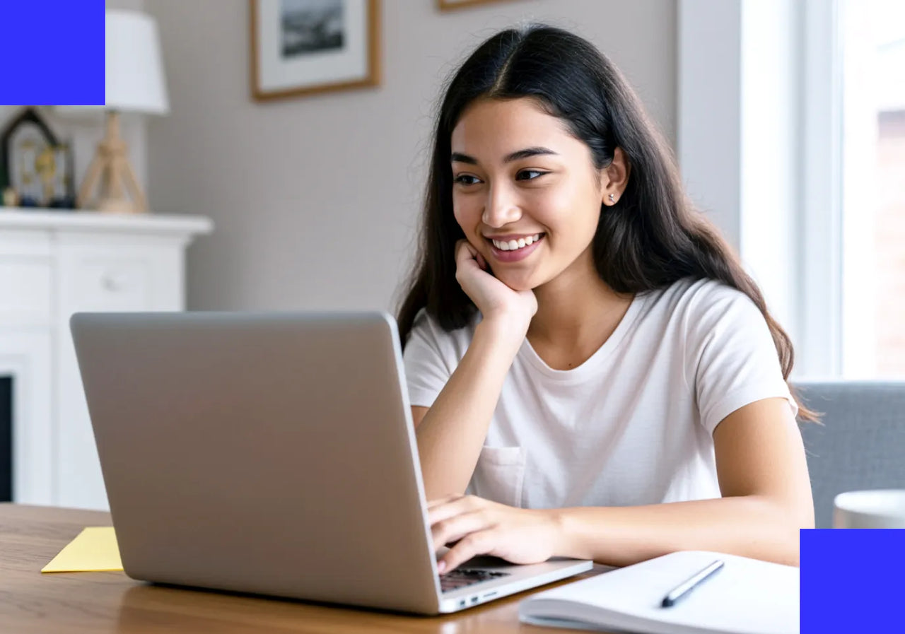 Student studying with laptop