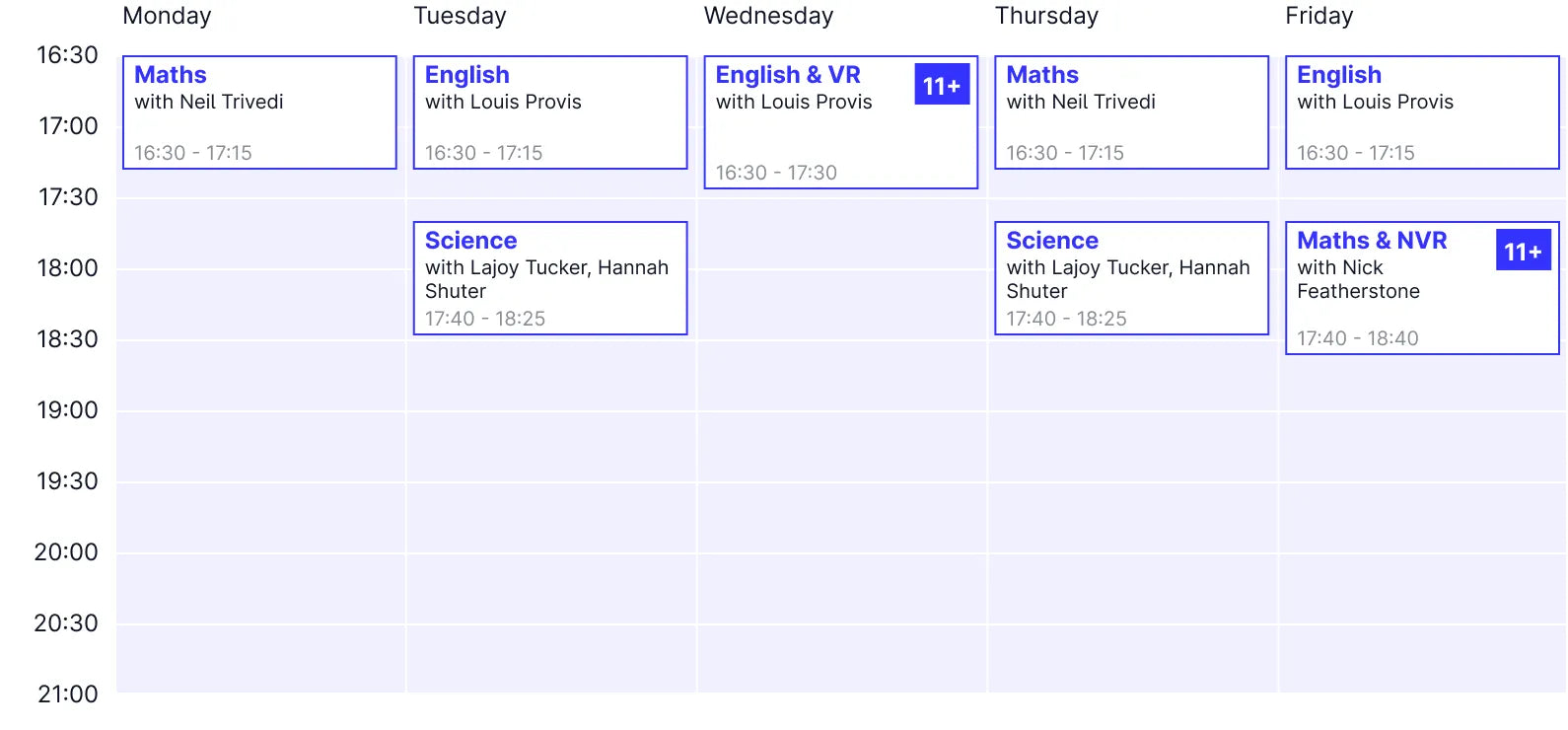 Year 5 Timetable
