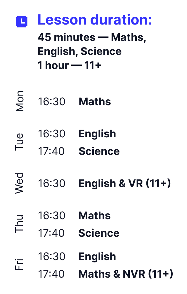Year 5 Timetable