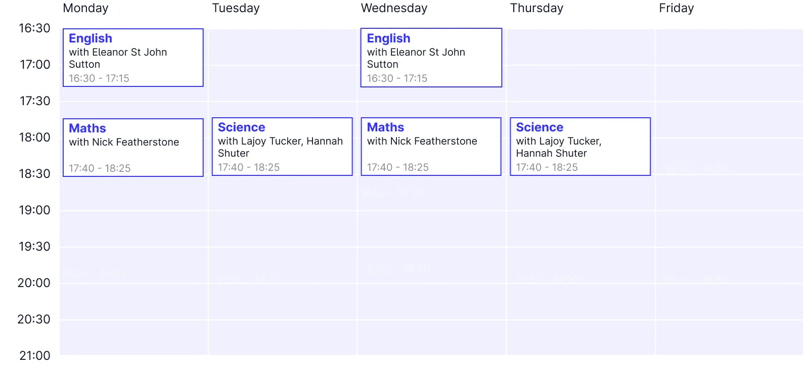 Year 5 Timetable