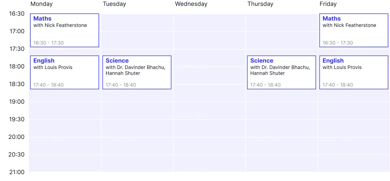 Year 5 Timetable