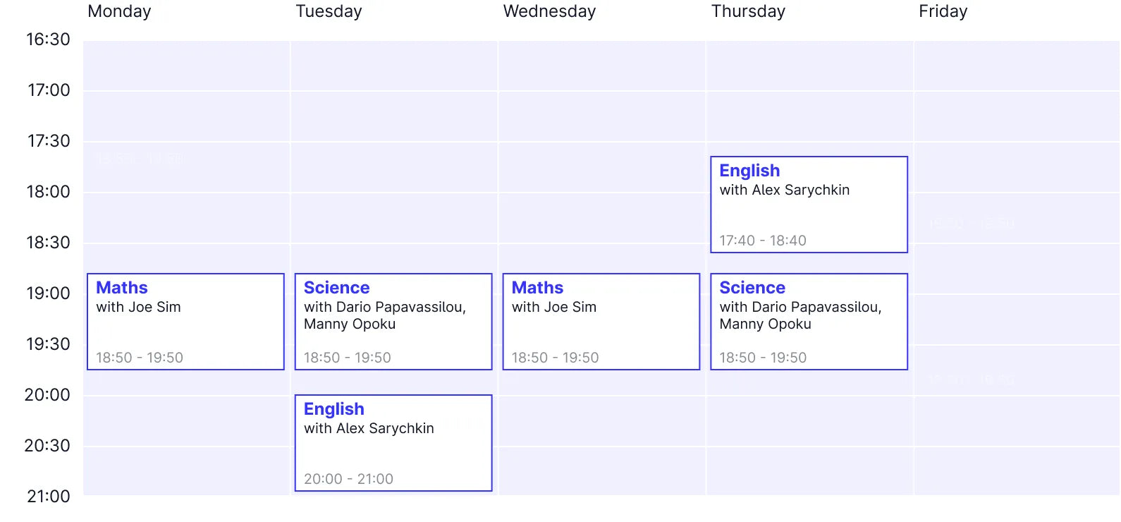 Year 5 Timetable